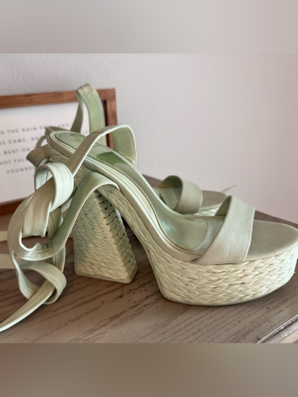 JLo Women’s Pastel Green Platform Wedge Sandals